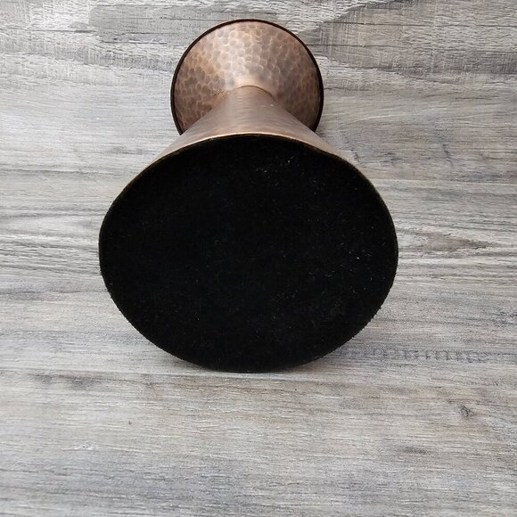 Matte Finish Copper Hammered Pedestal Pillar Candle Holder - Picture 5 of 5